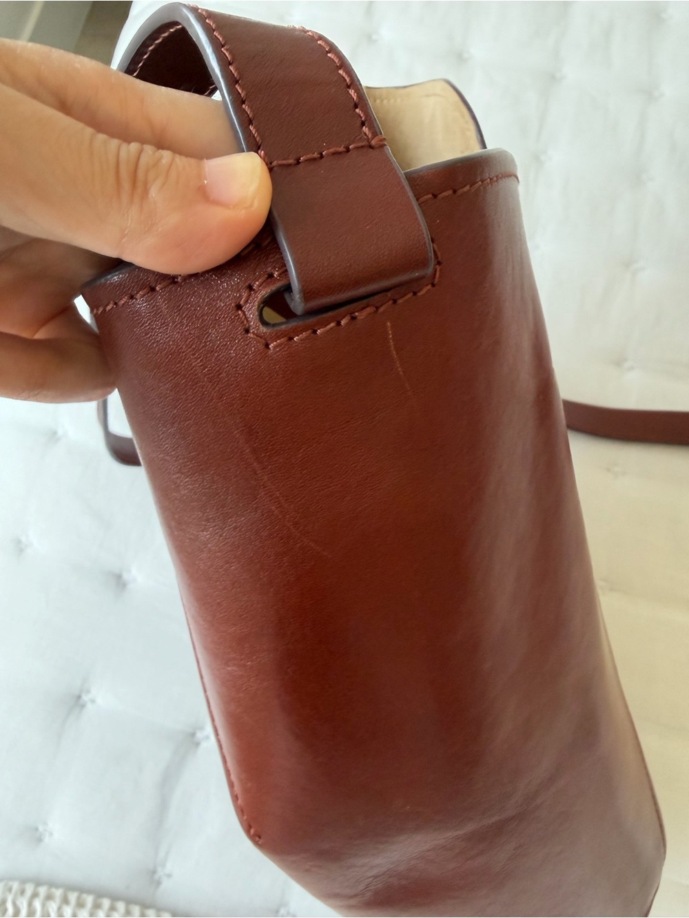 Cult Gaia Aldari Leather Shoulder Bag Cognac Brown - Picture 11 of 15
